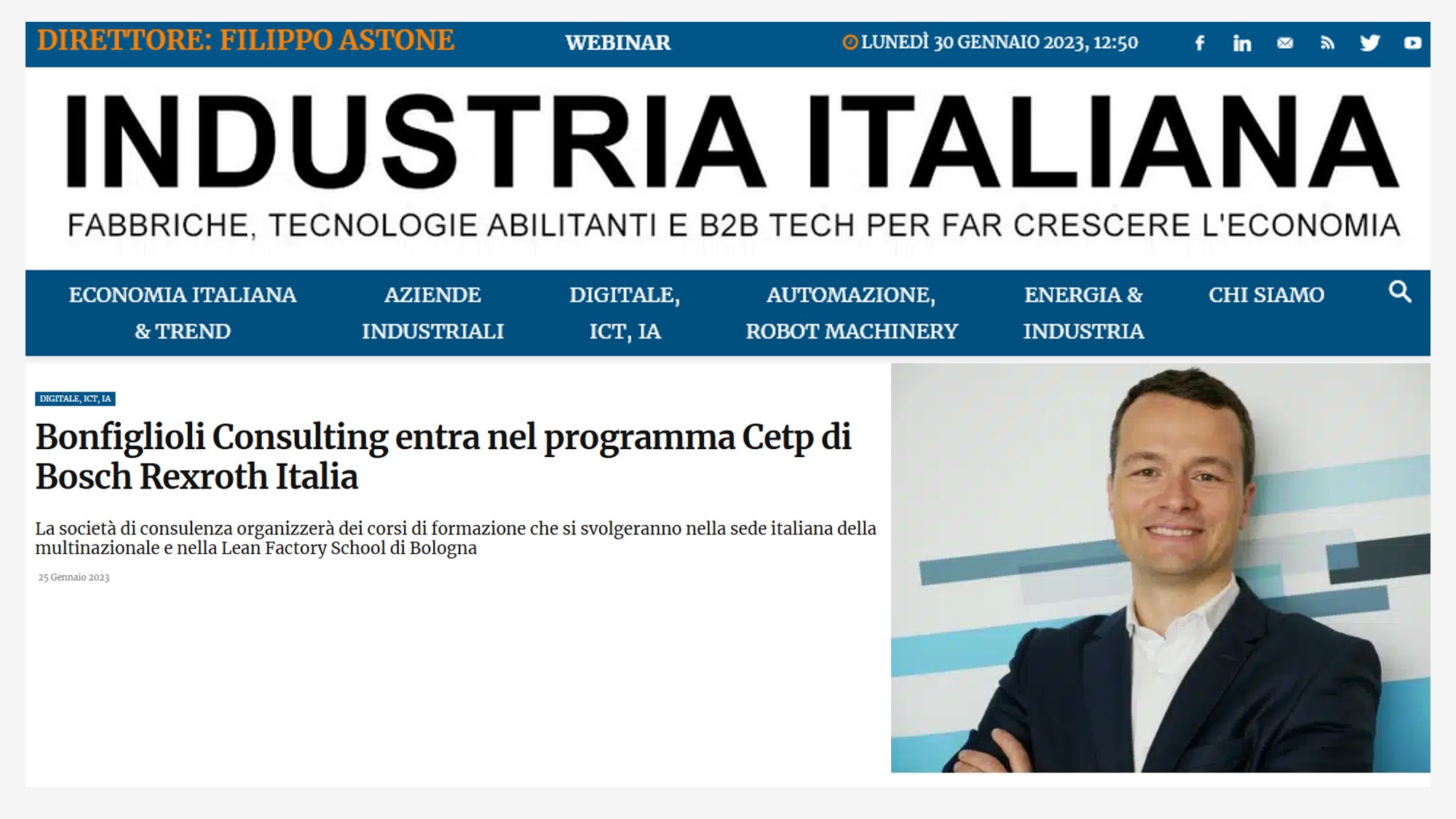 ITALIAN INDUSTRY | Bonfiglioli Consulting joins Bosch Rexroth Italy's Cetp program