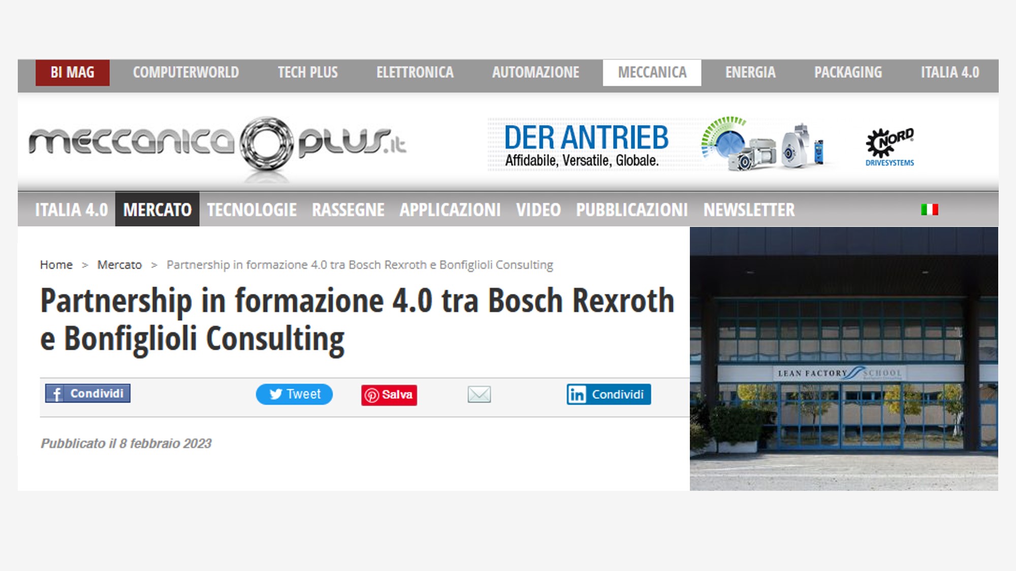MECCANICA-PLUS.IT | Partnership in training 4.0 between Bosch Rexroth and Bonfiglioli Consulting