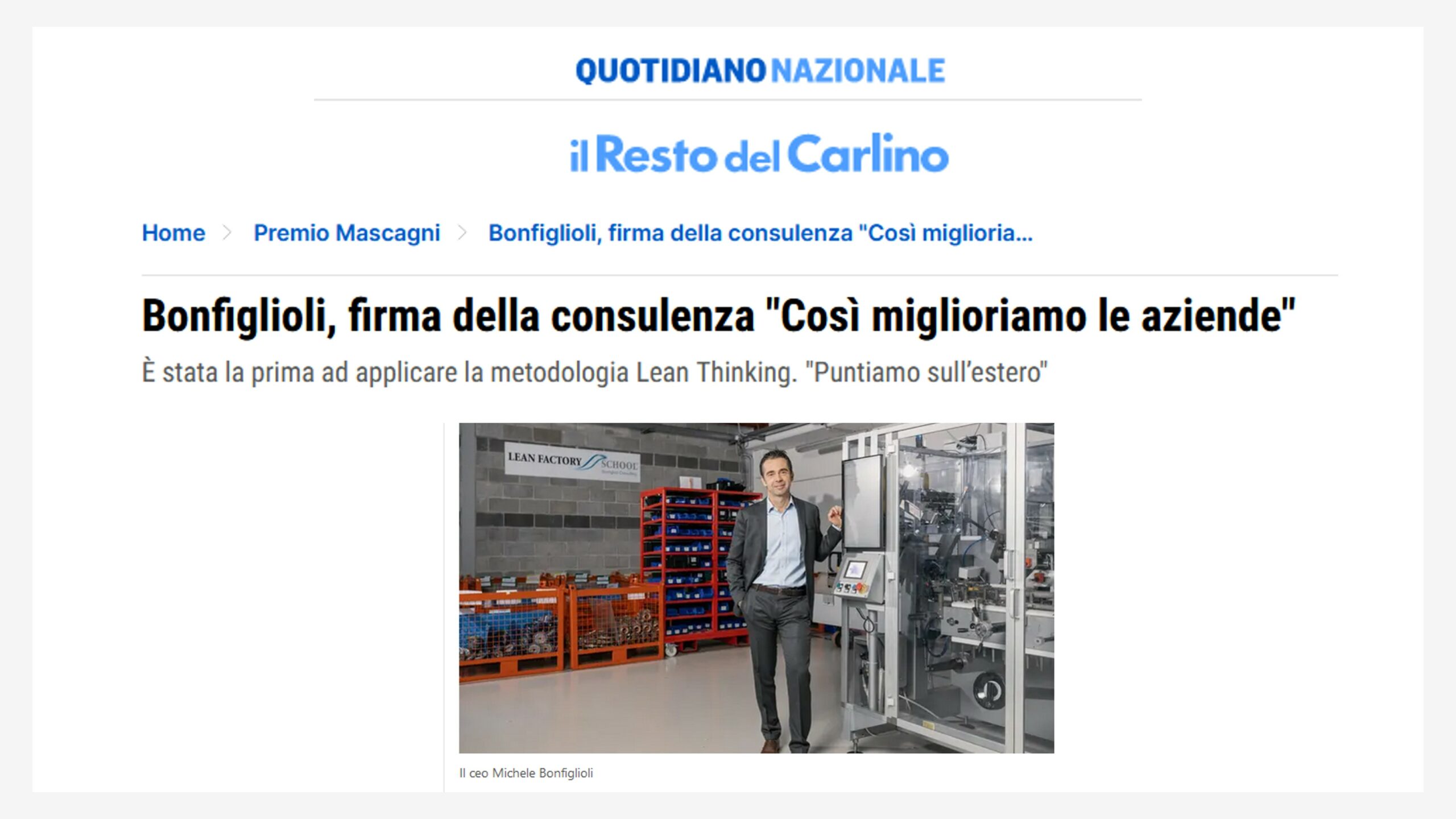 THE RESTO DEL CARLINO | Bonfiglioli, signing the consultancy "This is how we improve companies."