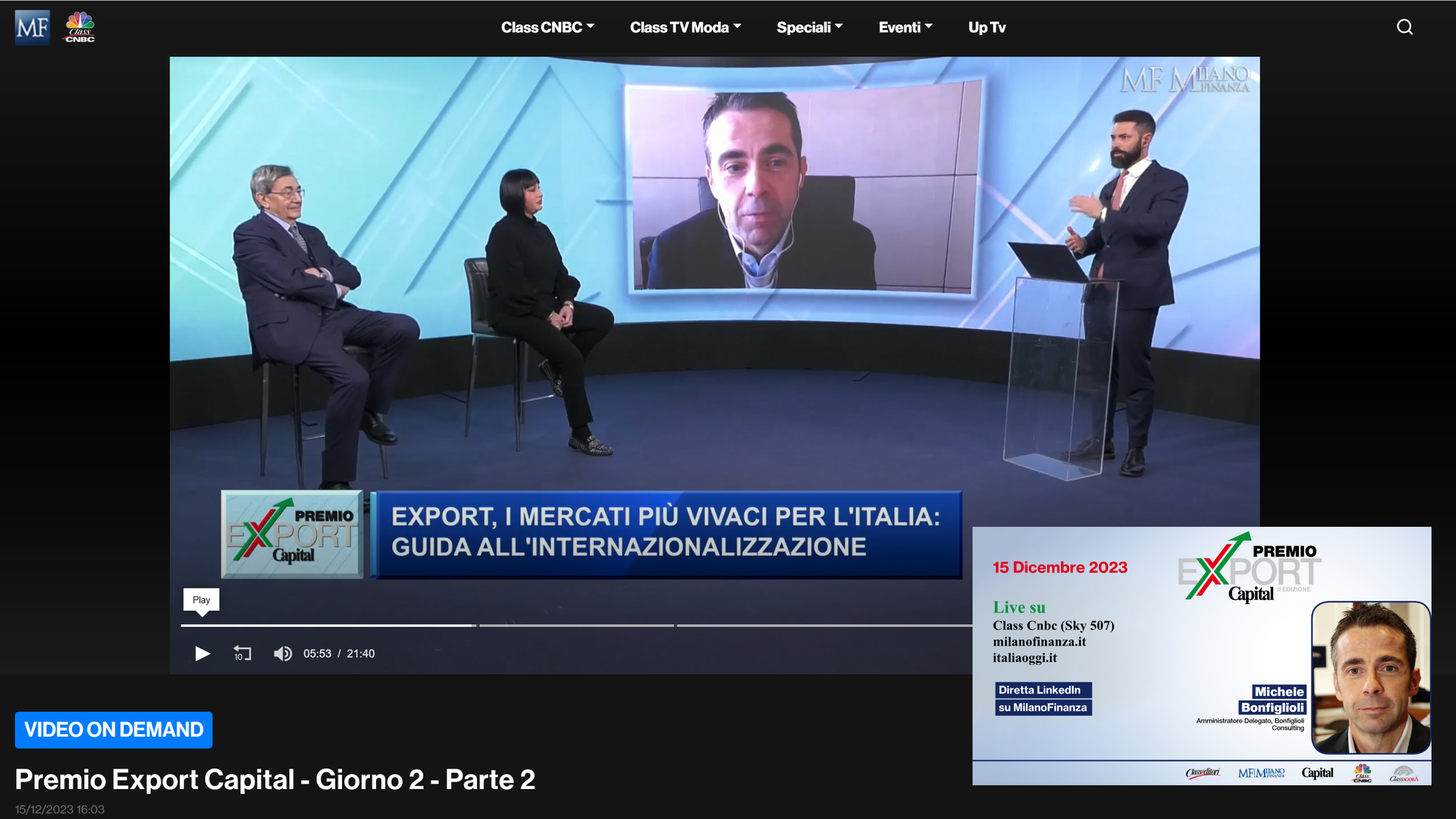 MilanoFinanza.co.uk video | Export Capital Award Dec. 15, 2023