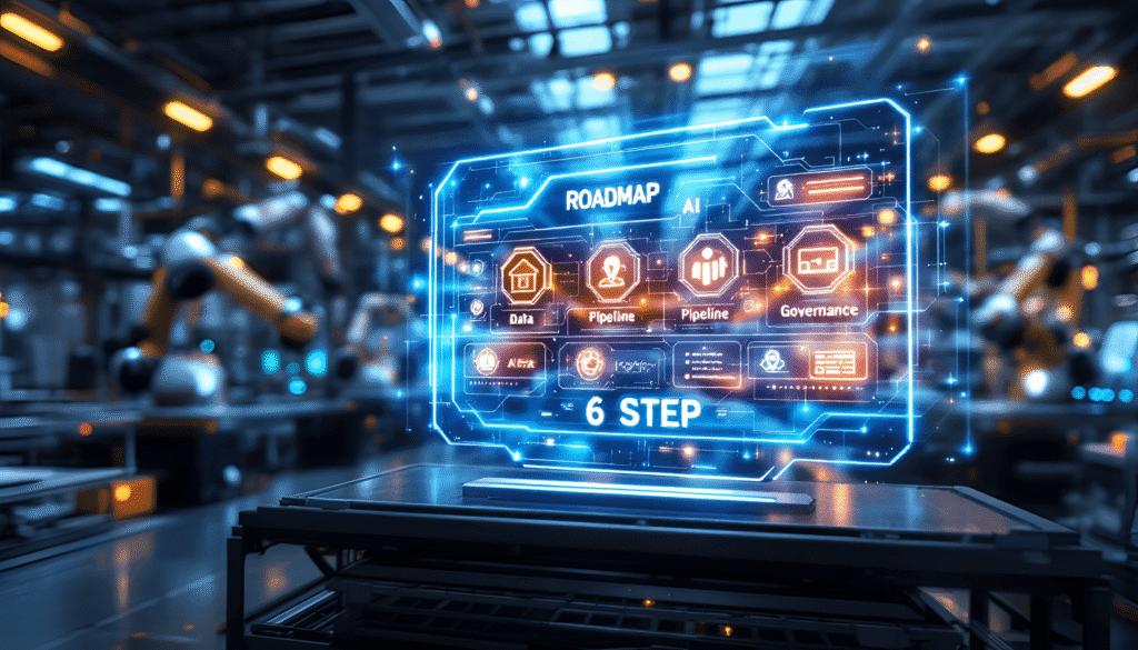 Smart factory con roadmap AI olografica in 6 step — Industrial AI scaling — Bonfiglioli Consulting
